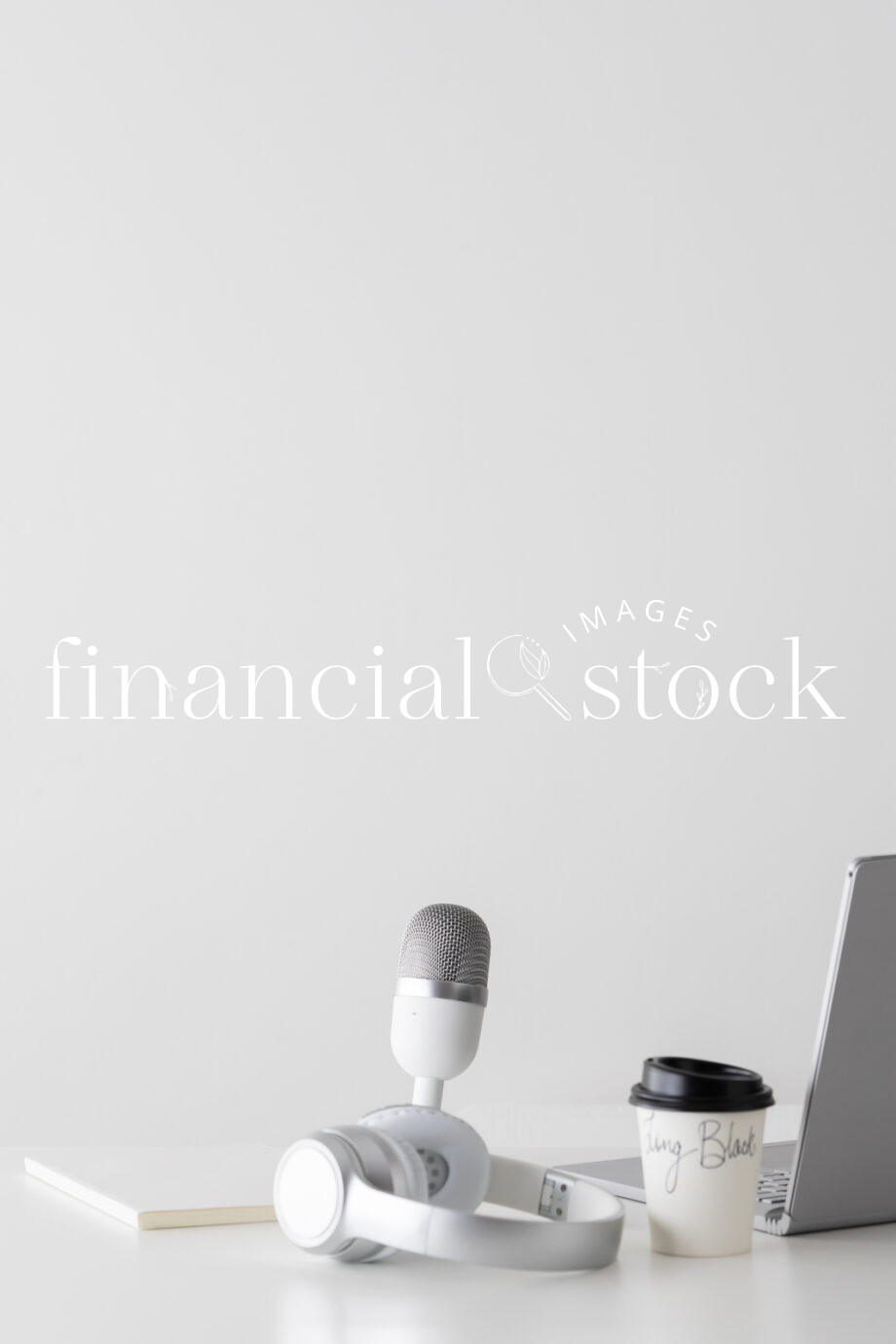 Financial Stock Images - Building a small home business and poscasting.