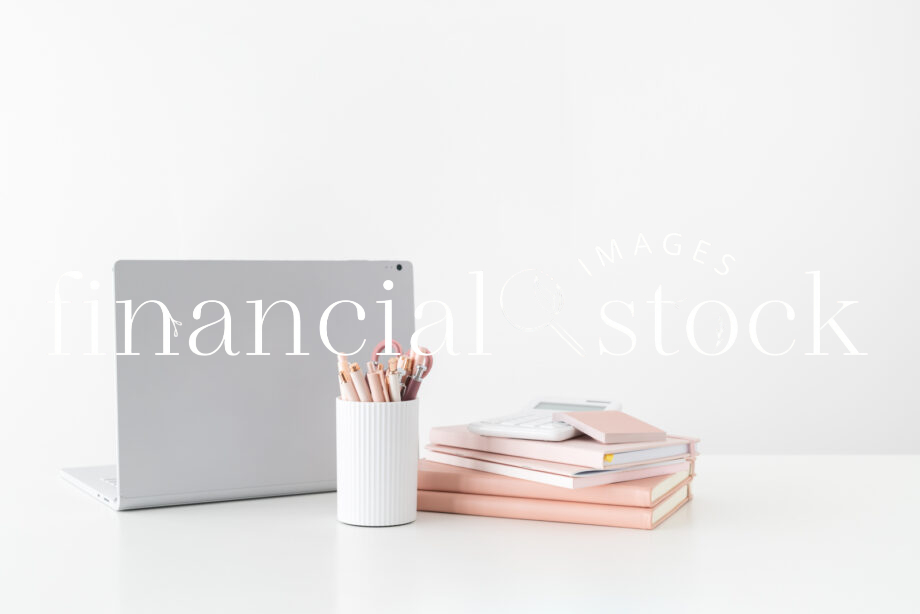 Financial Stock Images - Working from home-Desktop items..