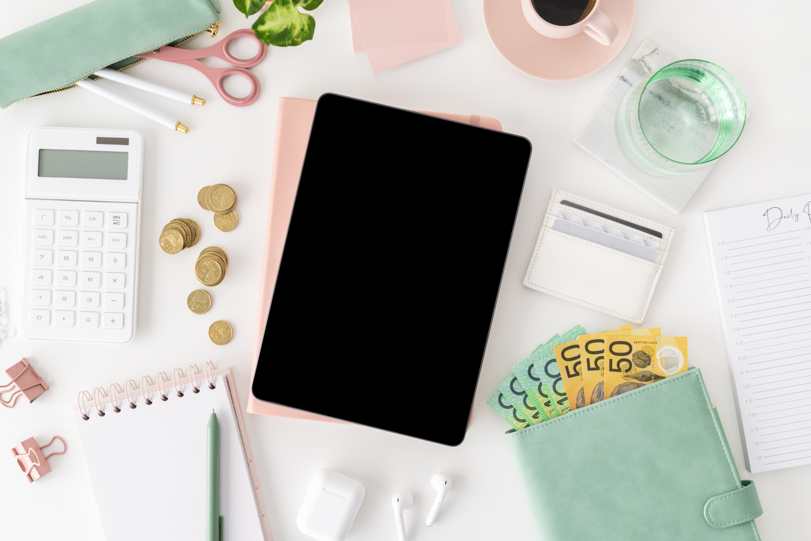 Financial Stock Images-Flatlay-Currency-coins-desktop.