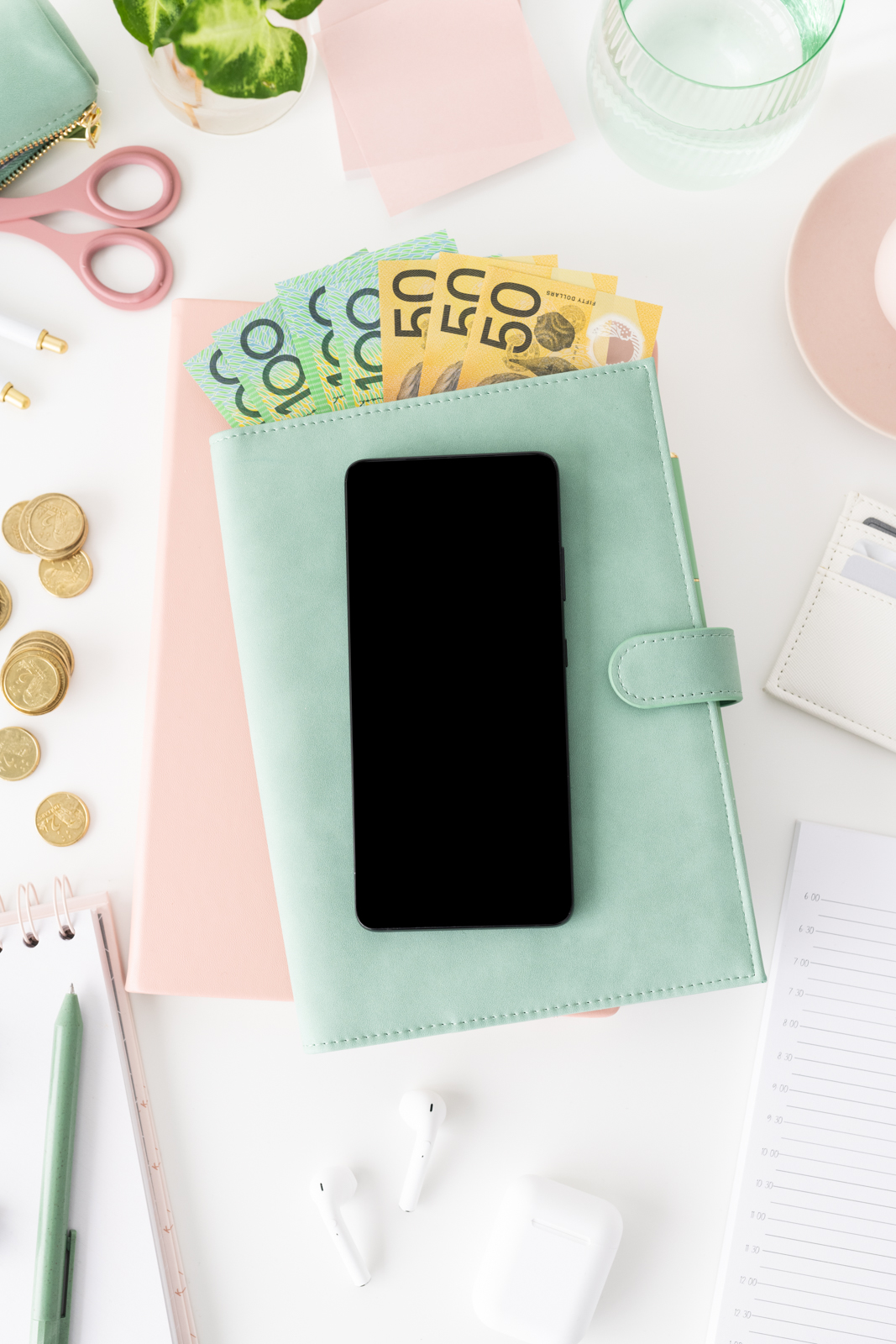 Financial Stock Images-Flatlay-Currency-coins-desktop.