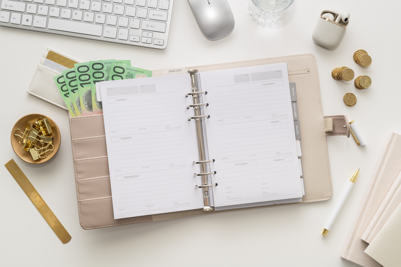 Financial Stock Images - Woman working from home with an office diary