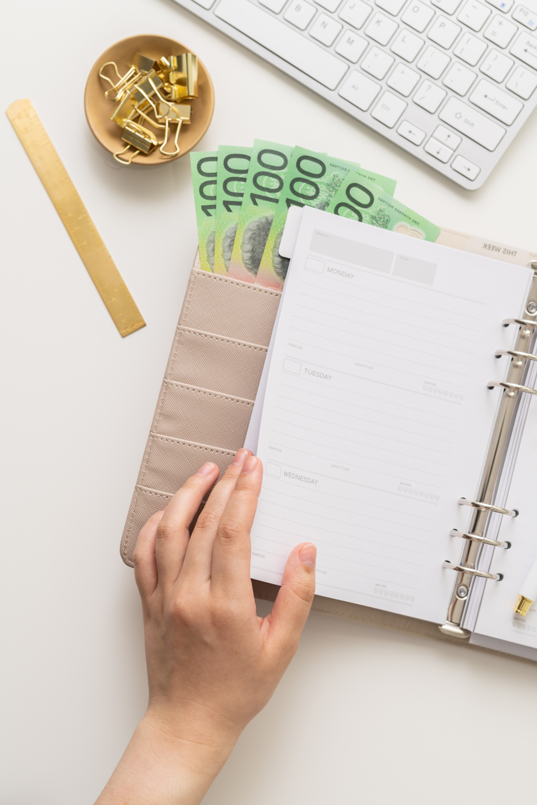 Financial Stock Images - Woman working from home with an office diary