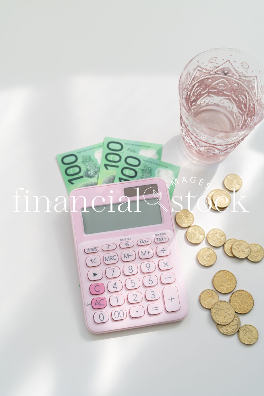 Australian, Australia, Pink, Feminine, Financial, Finance, Calculator, Money, Coins, Notes, 100, Hundred, Dollar, Copyspace, Stock, Photo, Image, Images, Picture, Content, Creation